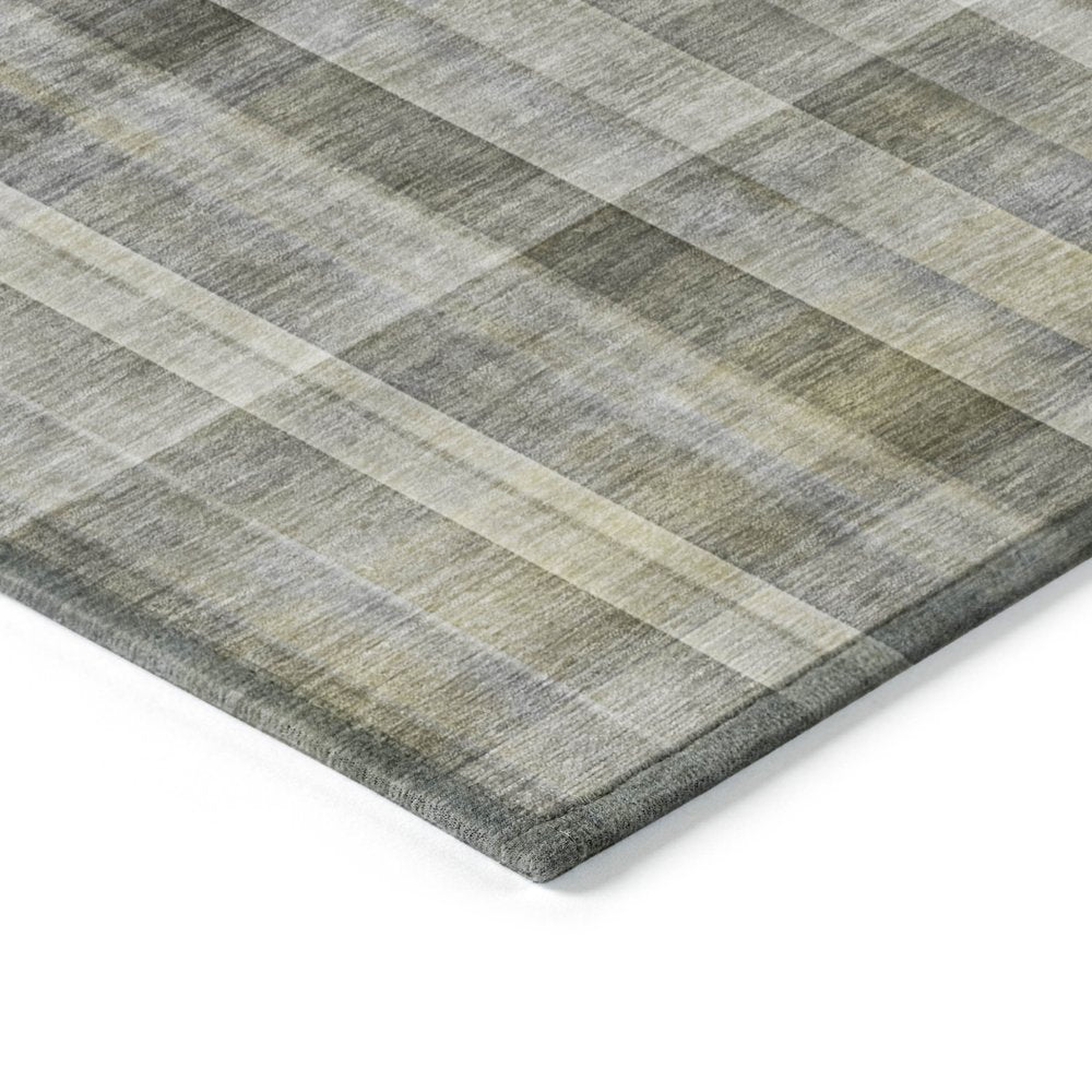 2' X 8' Gray Plaid Washable Non Skid Indoor Outdoor Runner Rug HomeRoots