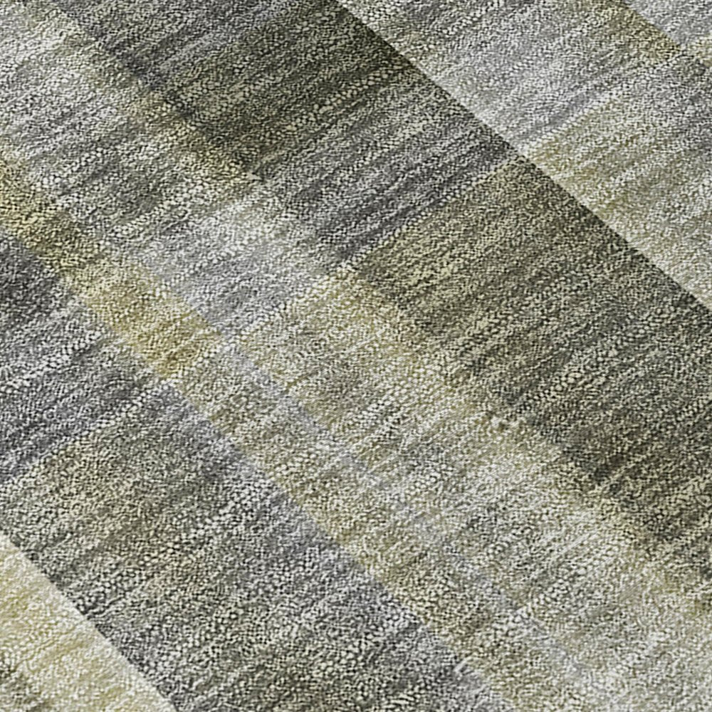 2' X 8' Gray Plaid Washable Non Skid Indoor Outdoor Runner Rug