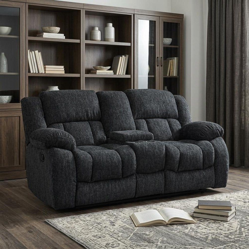 77" Black Manual Reclining Loveseat With Storage HomeRoots