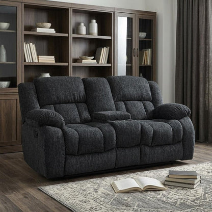 77" Black Manual Reclining Loveseat With Storage HomeRoots