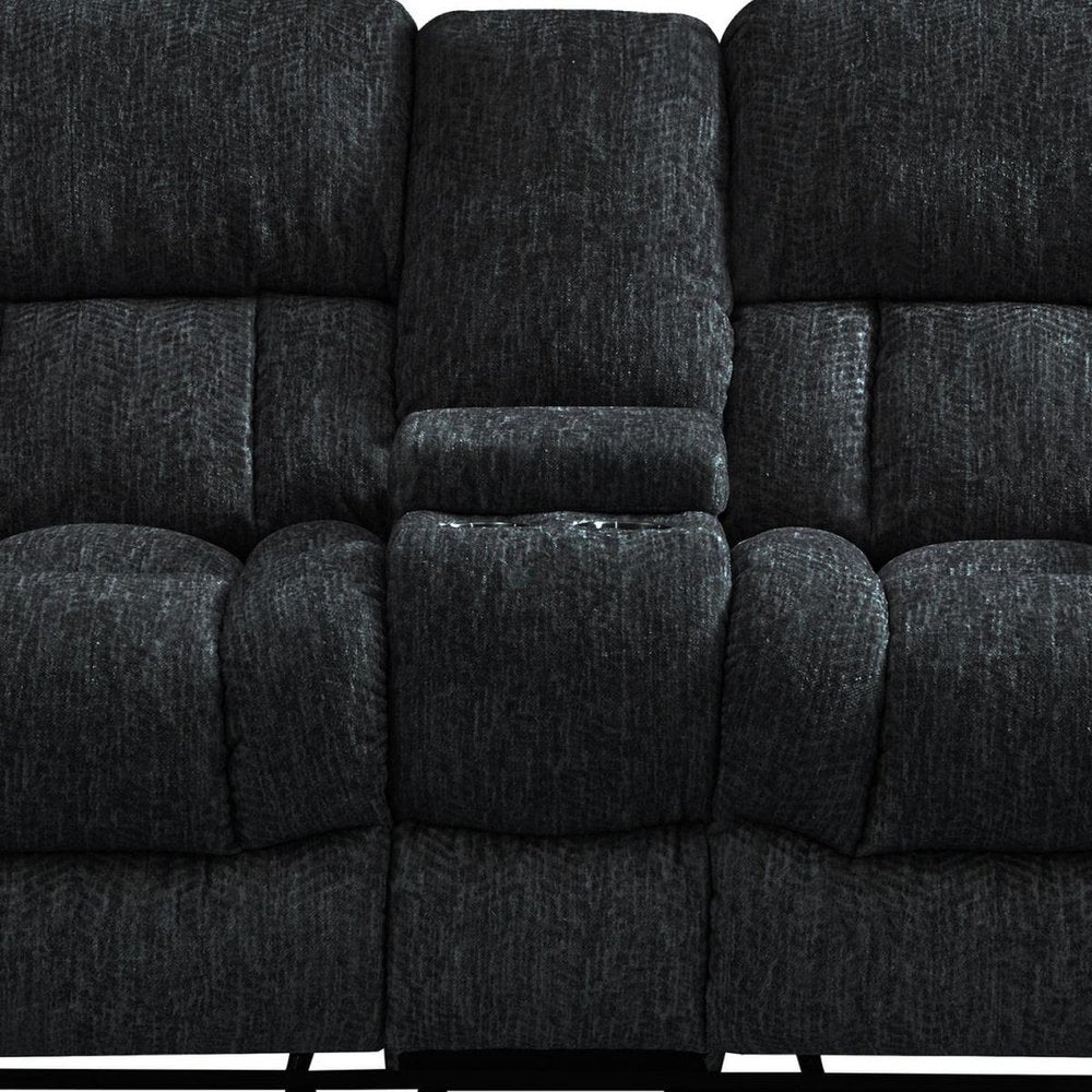 77" Black Manual Reclining Loveseat With Storage HomeRoots