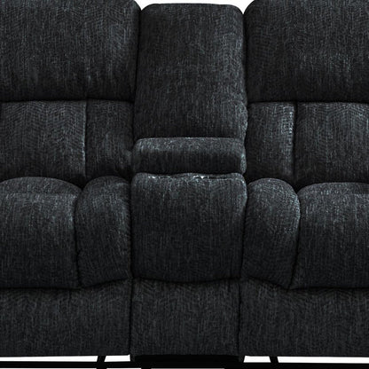 77" Black Manual Reclining Loveseat With Storage HomeRoots