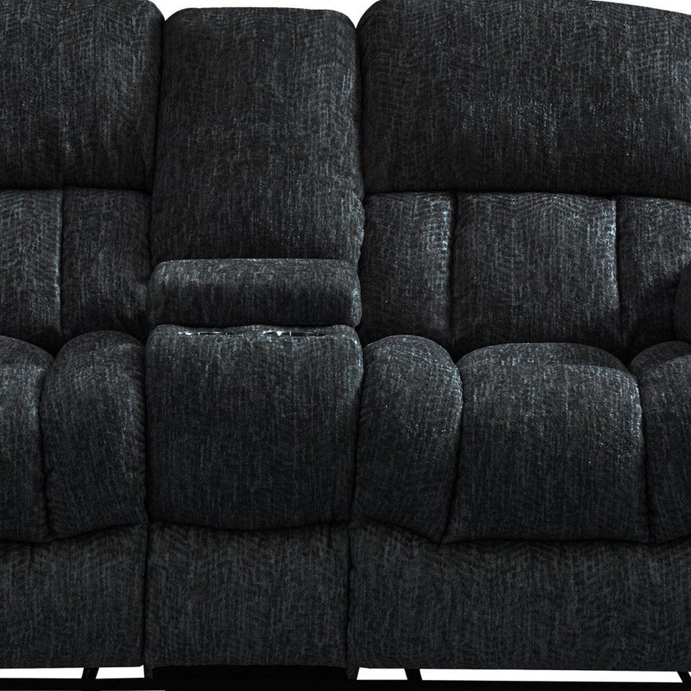 77" Black Manual Reclining Loveseat With Storage HomeRoots