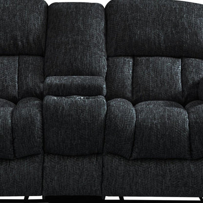 77" Black Manual Reclining Loveseat With Storage HomeRoots