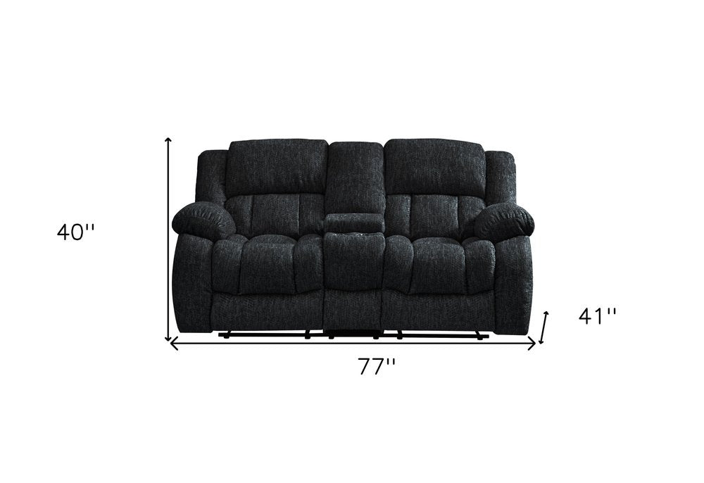 77" Black Manual Reclining Loveseat With Storage HomeRoots