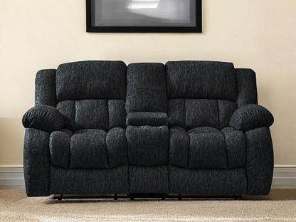77" Black Manual Reclining Loveseat With Storage HomeRoots