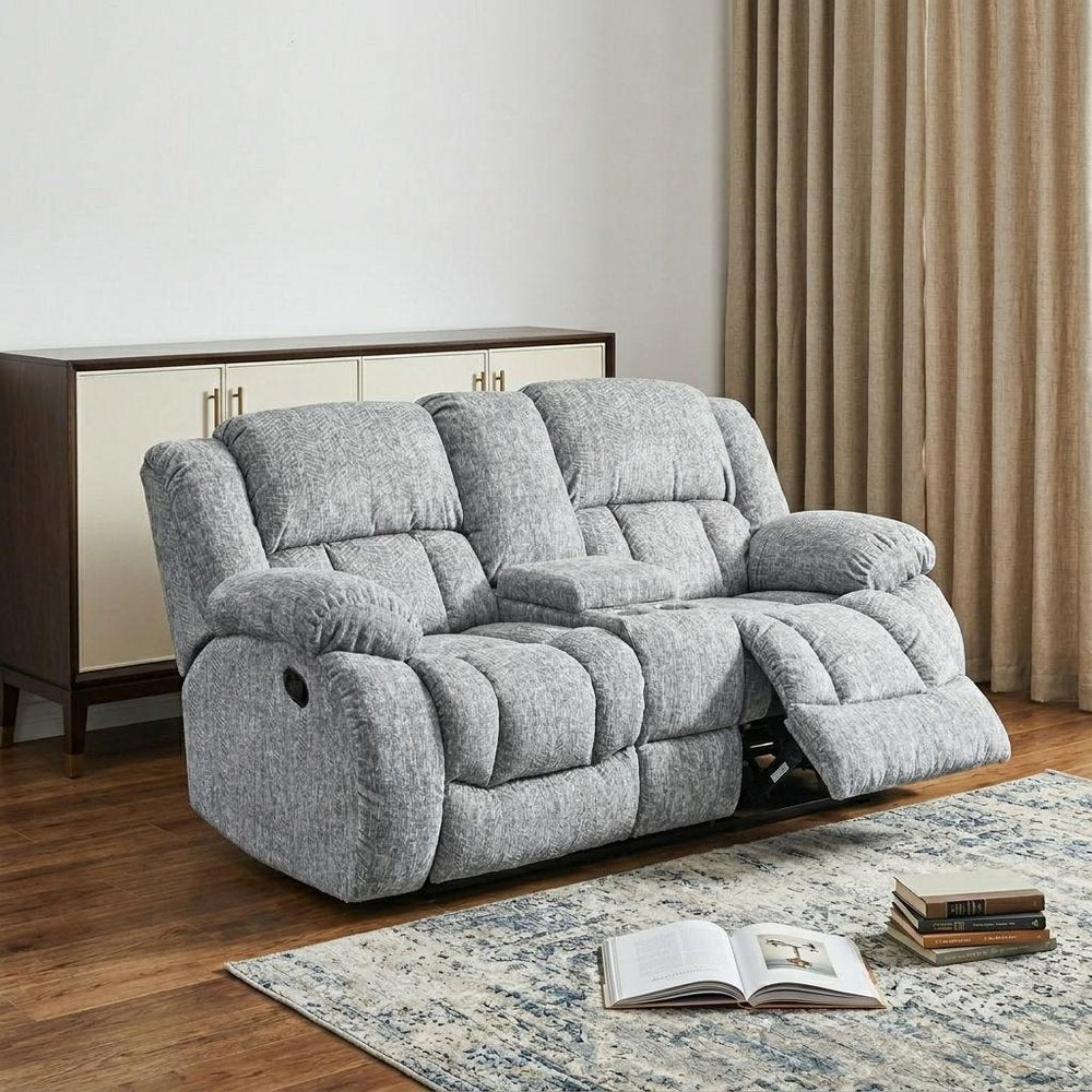 77" Light Gray Manual Reclining Loveseat With Storage HomeRoots
