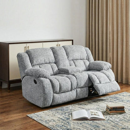 77" Light Gray Manual Reclining Loveseat With Storage HomeRoots
