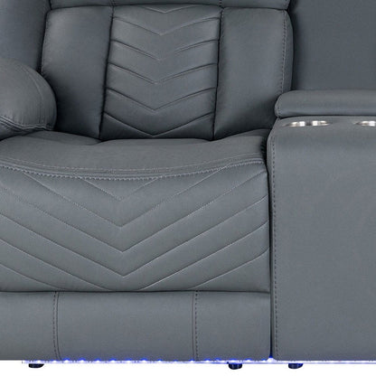75" Light Gray Faux Leather Power Reclining Loveseat With Storage HomeRoots