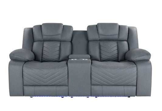 75" Light Gray Faux Leather Power Reclining Loveseat With Storage HomeRoots