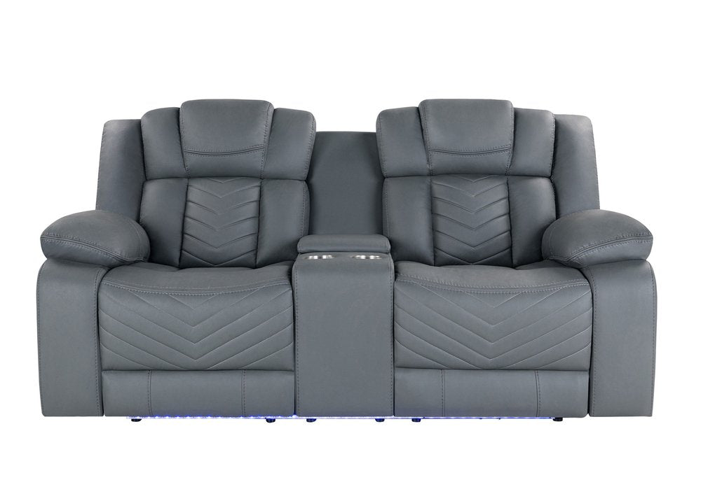 75" Light Gray Faux Leather Power Reclining Loveseat With Storage HomeRoots