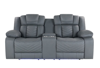 75" Light Gray Faux Leather Power Reclining Loveseat With Storage HomeRoots