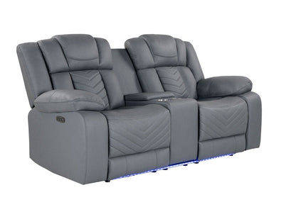 75" Light Gray Faux Leather Power Reclining Loveseat With Storage HomeRoots