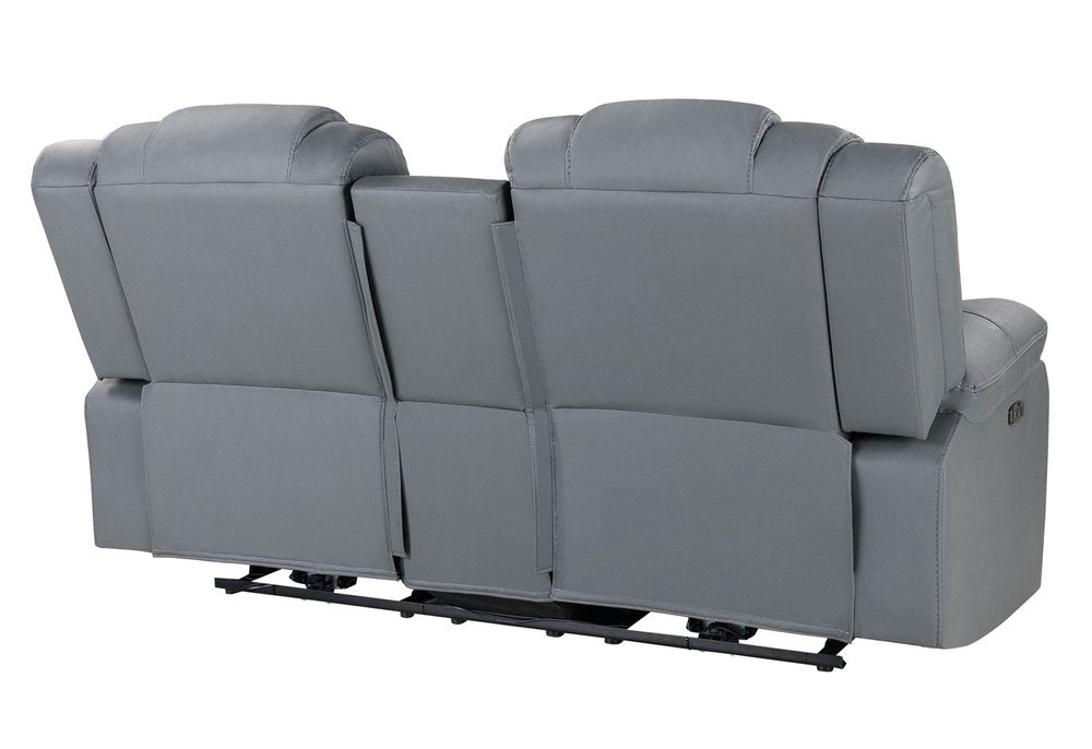 75" Light Gray Faux Leather Power Reclining Loveseat With Storage HomeRoots
