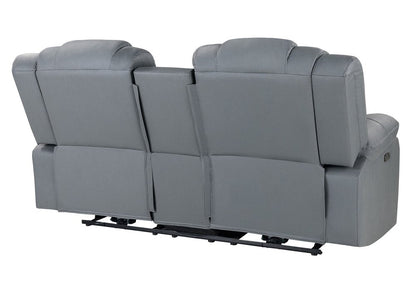 75" Light Gray Faux Leather Power Reclining Loveseat With Storage HomeRoots