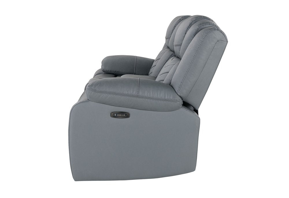 75" Light Gray Faux Leather Power Reclining Loveseat With Storage HomeRoots