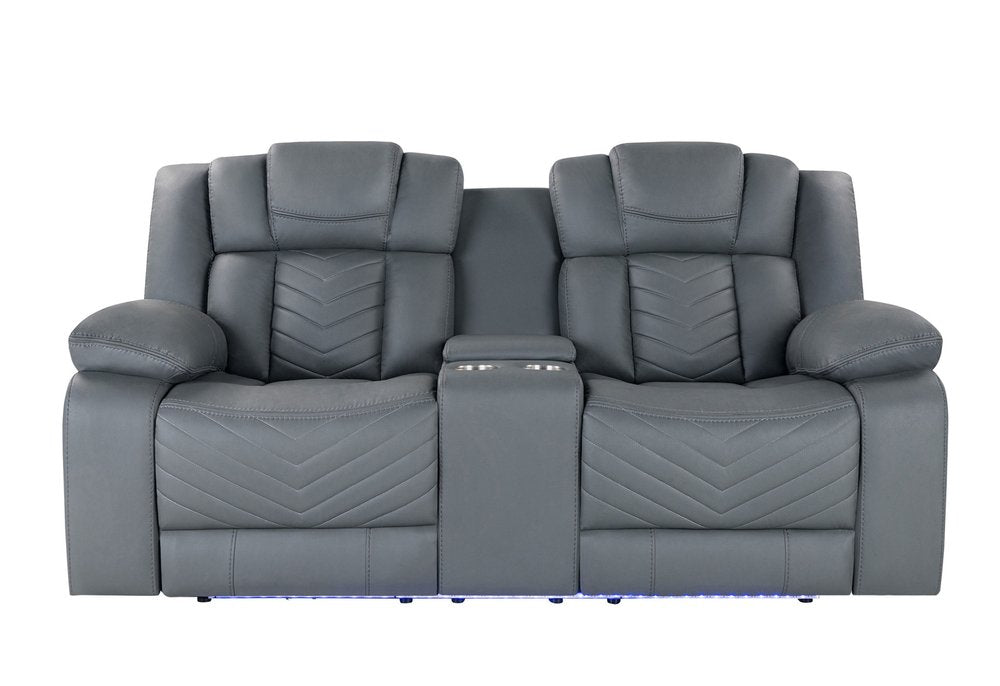 75" Light Gray Faux Leather Power Reclining Loveseat With Storage HomeRoots
