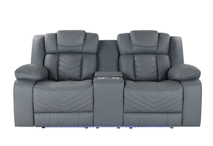 75" Light Gray Faux Leather Power Reclining Loveseat With Storage HomeRoots