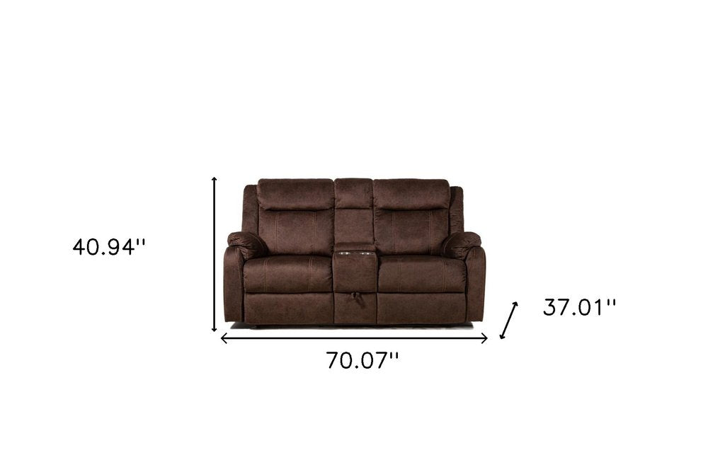 70" Dark Brown Manual Reclining Loveseat With Storage HomeRoots