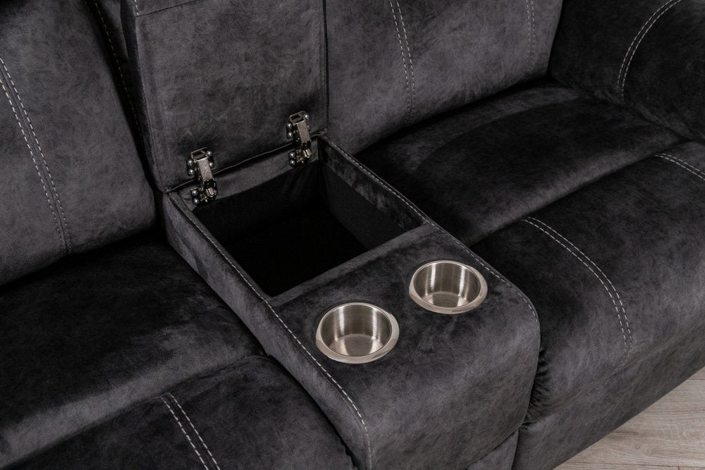 70" Dark Gray Microfiber Manual Reclining Loveseat With Storage HomeRoots