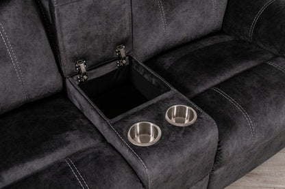 70" Dark Gray Microfiber Manual Reclining Loveseat With Storage HomeRoots