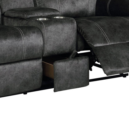 70" Dark Gray Microfiber Manual Reclining Loveseat With Storage HomeRoots