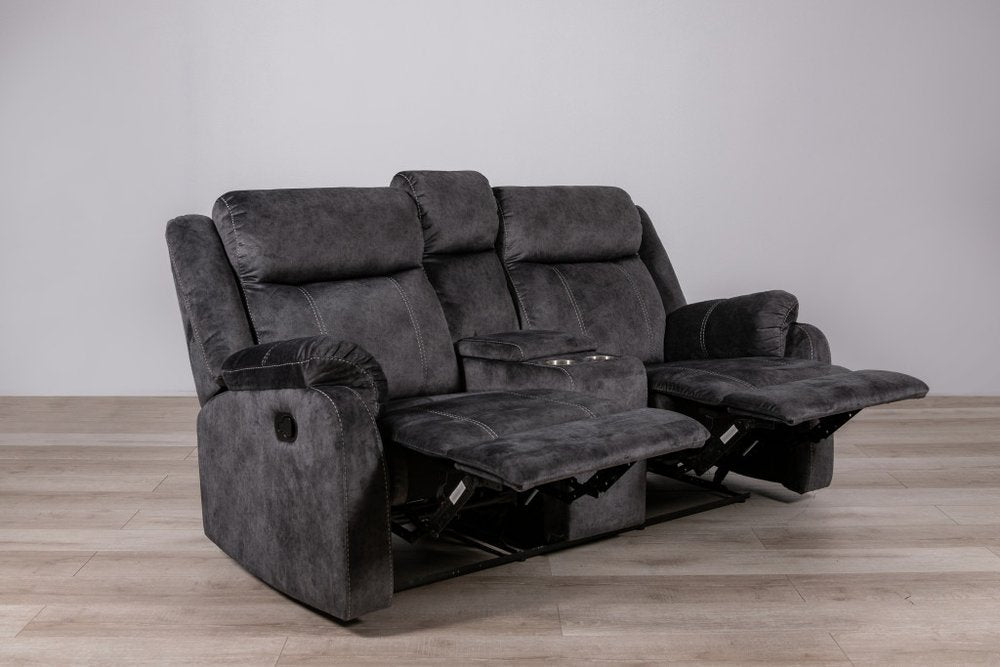 70" Dark Gray Microfiber Manual Reclining Loveseat With Storage HomeRoots