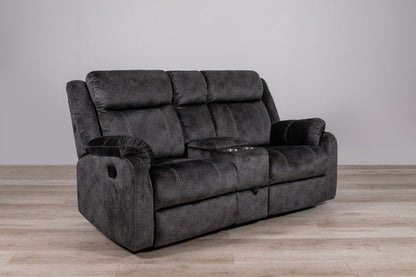 70" Dark Gray Microfiber Manual Reclining Loveseat With Storage HomeRoots