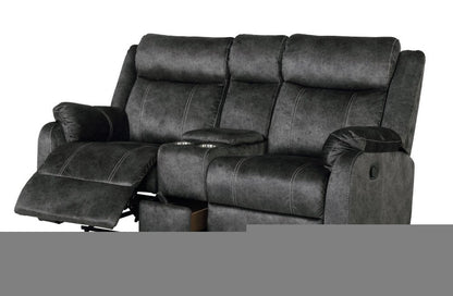 70" Dark Gray Microfiber Manual Reclining Loveseat With Storage HomeRoots