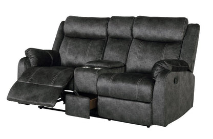 70" Dark Gray Microfiber Manual Reclining Loveseat With Storage HomeRoots