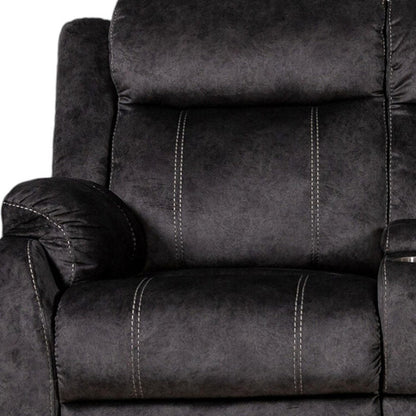 70" Dark Gray Microfiber Manual Reclining Loveseat With Storage HomeRoots