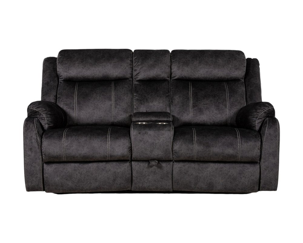 70" Dark Gray Microfiber Manual Reclining Loveseat With Storage HomeRoots