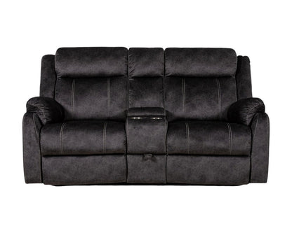 70" Dark Gray Microfiber Manual Reclining Loveseat With Storage HomeRoots