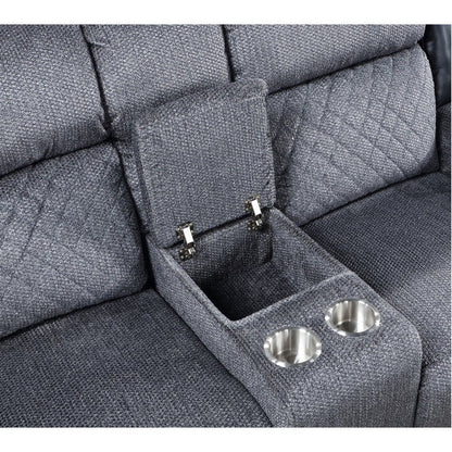 76" Gray and Black Faux Leather and Microfiber Manual Reclining Loveseat With Storage HomeRoots