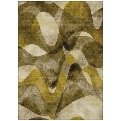 3' X 4' Coffee Abstract Washable Non Skid Indoor Outdoor Area Rug