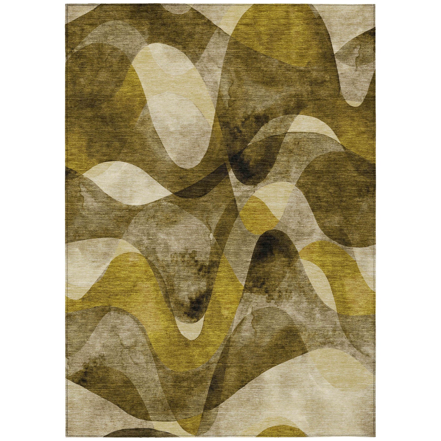 8' X 10' Coffee Abstract Washable Non Skid Indoor Outdoor Area Rug