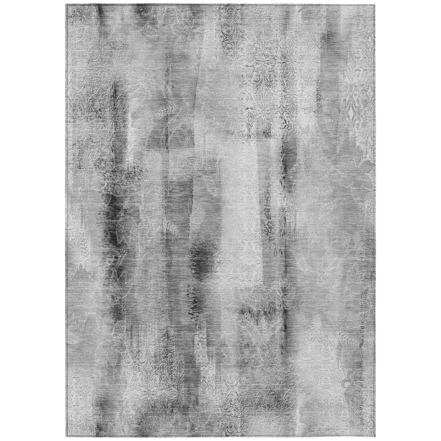 8' X 10' Gray Washable Non Skid Indoor Outdoor Area Rug