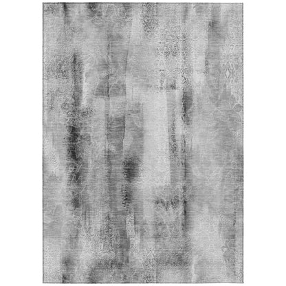 8' X 10' Gray Washable Non Skid Indoor Outdoor Area Rug