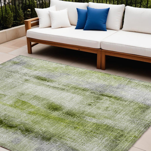 8' X 10' Sage Washable Non Skid Indoor Outdoor Area Rug