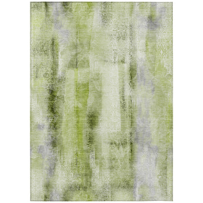 9' X 12' Sage Washable Non Skid Indoor Outdoor Area Rug