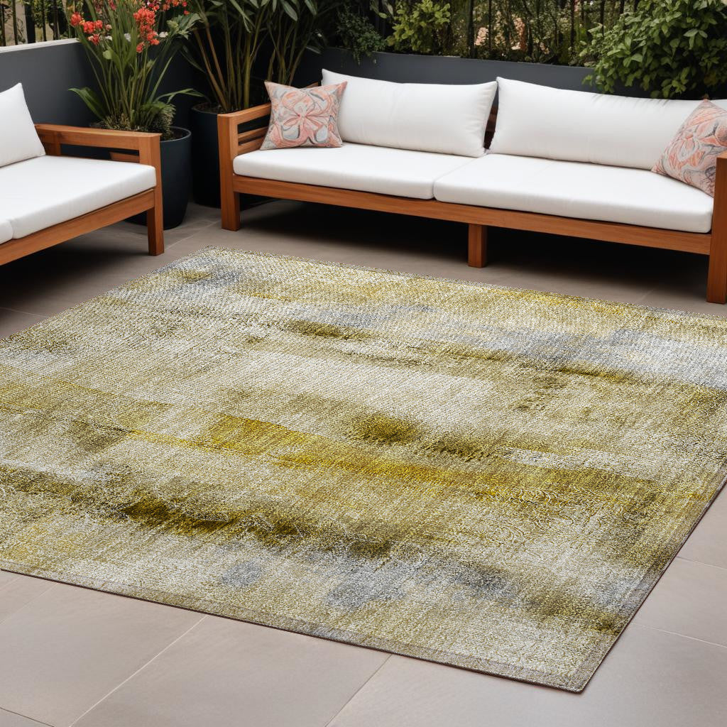 9' X 12' Taupe Washable Non Skid Indoor Outdoor Area Rug