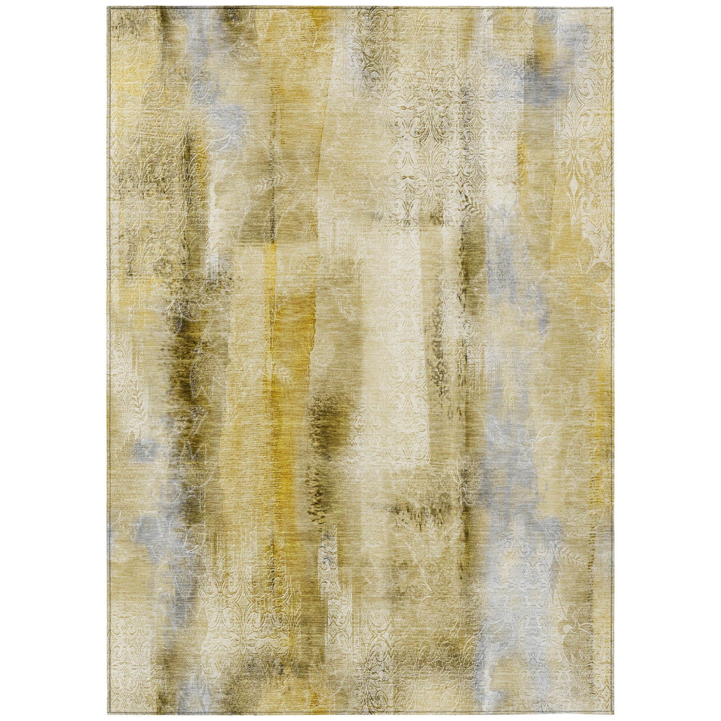 9' X 12' Taupe Washable Non Skid Indoor Outdoor Area Rug