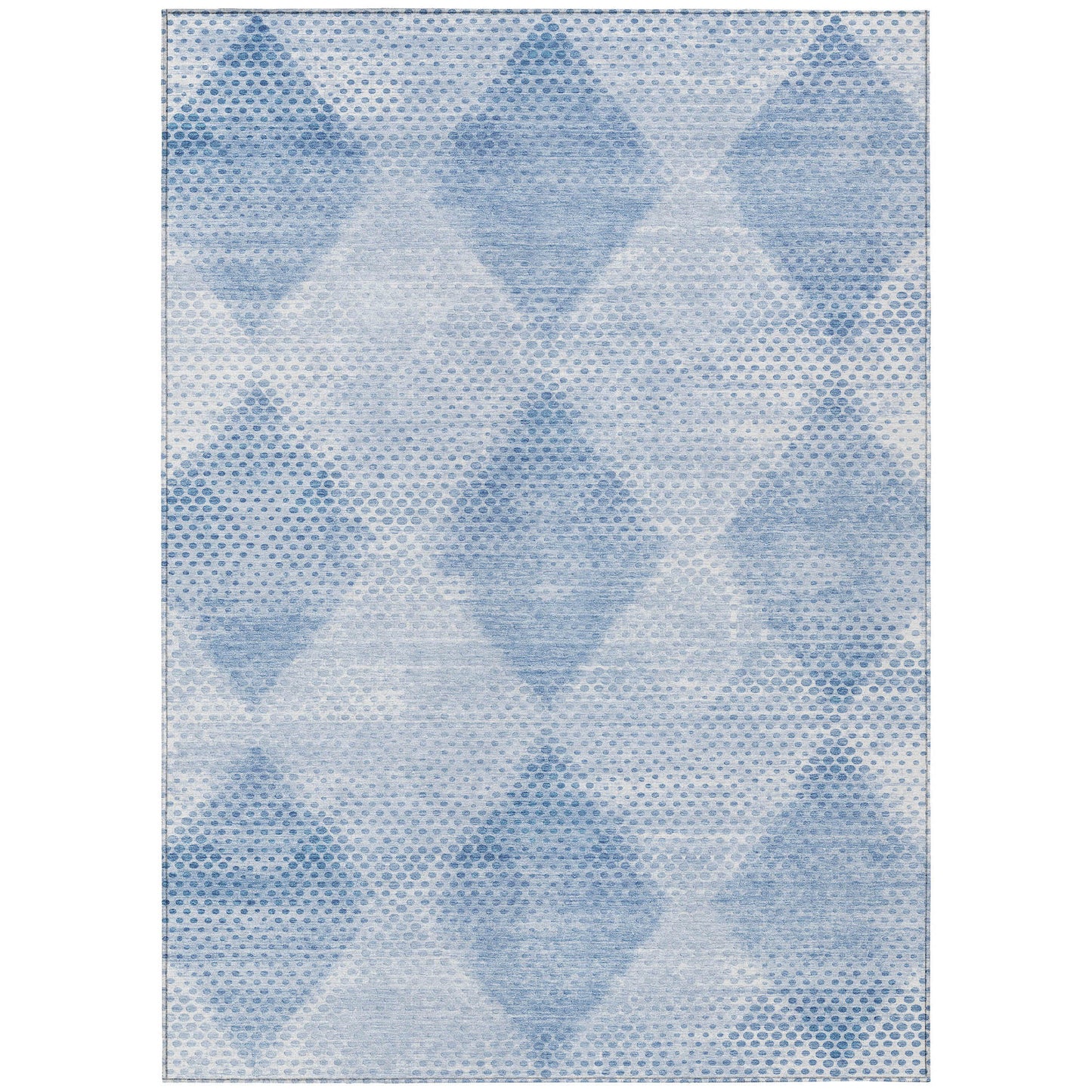 8' X 10' Blue Geometric Washable Non Skid Indoor Outdoor Area Rug