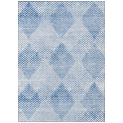 8' X 10' Blue Geometric Washable Non Skid Indoor Outdoor Area Rug