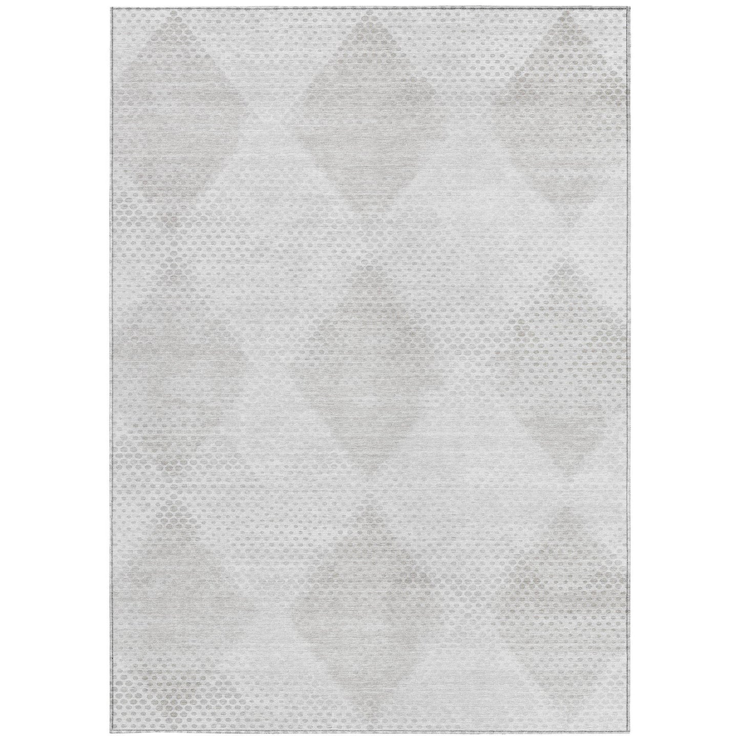 8' X 10' Ivory Geometric Washable Non Skid Indoor Outdoor Area Rug