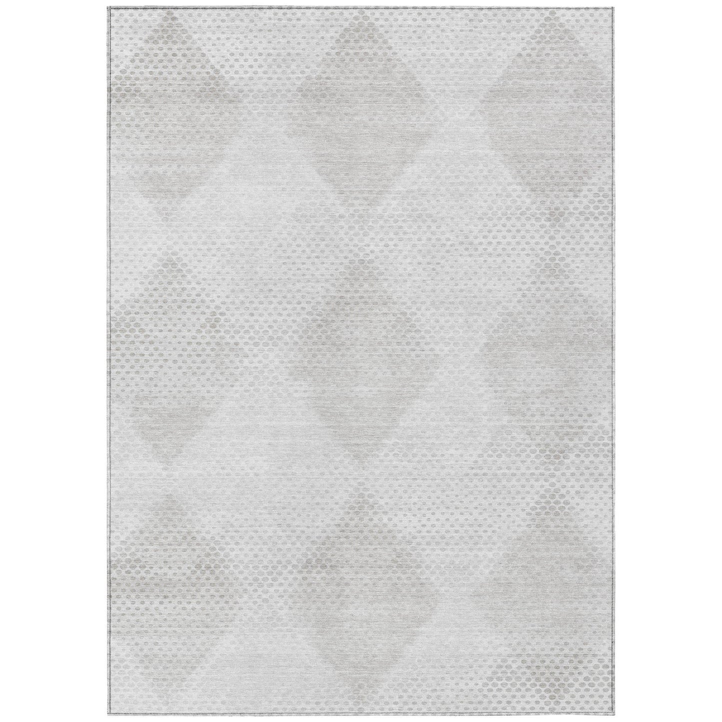 9' X 12' Ivory Geometric Washable Non Skid Indoor Outdoor Area Rug