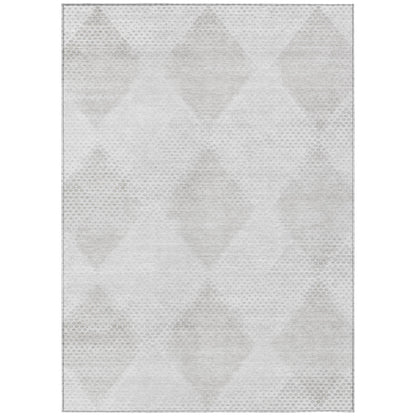 9' X 12' Ivory Geometric Washable Non Skid Indoor Outdoor Area Rug