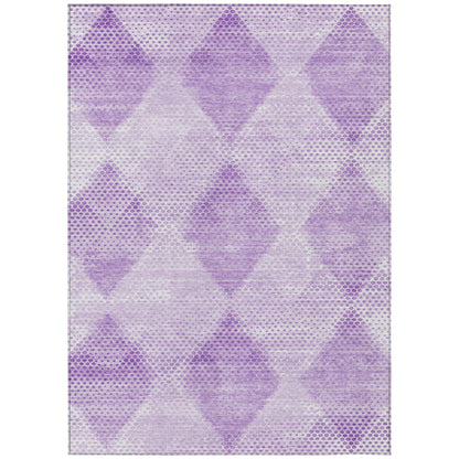 8' X 10' Lavender Geometric Washable Non Skid Indoor Outdoor Area Rug