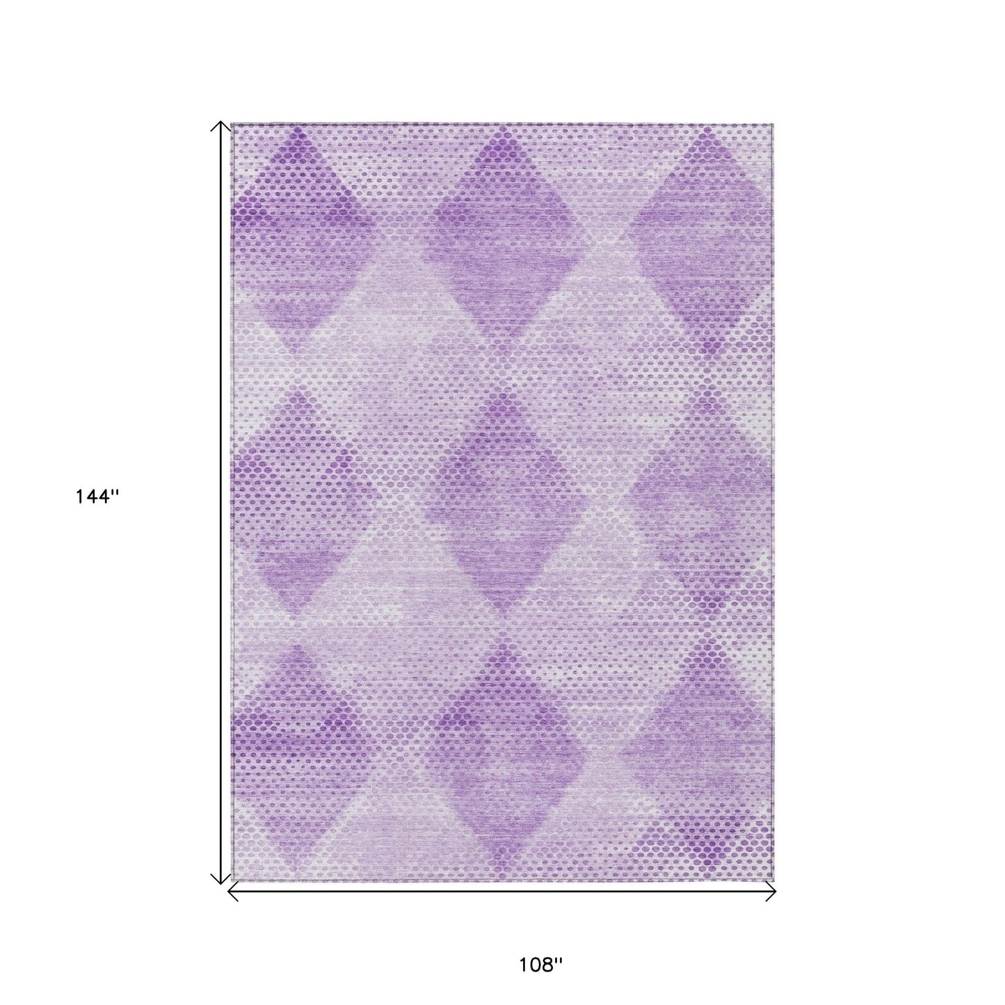 9' X 12' Lavender Geometric Washable Non Skid Indoor Outdoor Area Rug