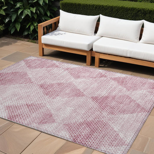 8' X 10' Merlot Geometric Washable Non Skid Indoor Outdoor Area Rug